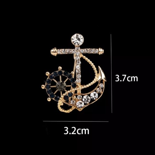 Gold Naval Anchor Brooch With Free Pouch