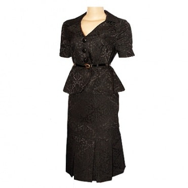 Black Peplum Belted Jacket & Skirt
