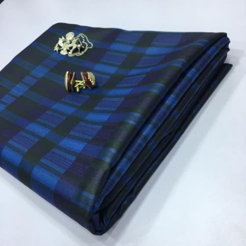 Blue Check Cashmere  material - 4 Yards
