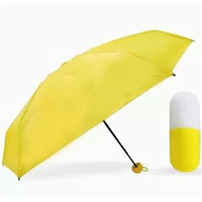 Anti-uv Folding Capsule Umbrella With Case - Yellow