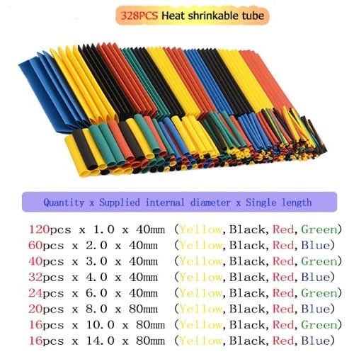 Assorted  Heat Shrink Wire And Cable Insulation Tube - 328 Pcs