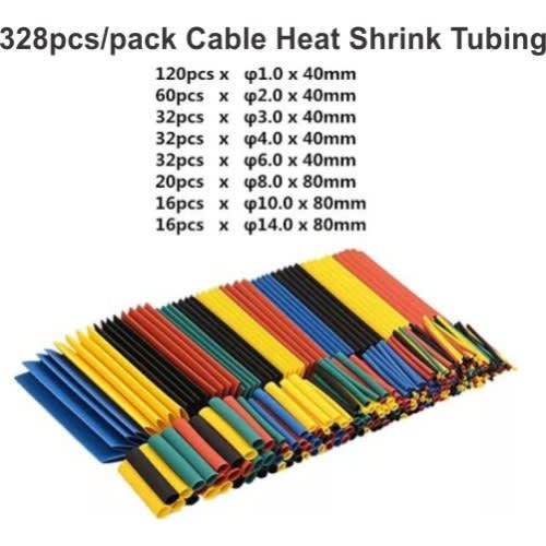 Assorted  Heat Shrink Wire And Cable Insulation Tube - 328 Pcs