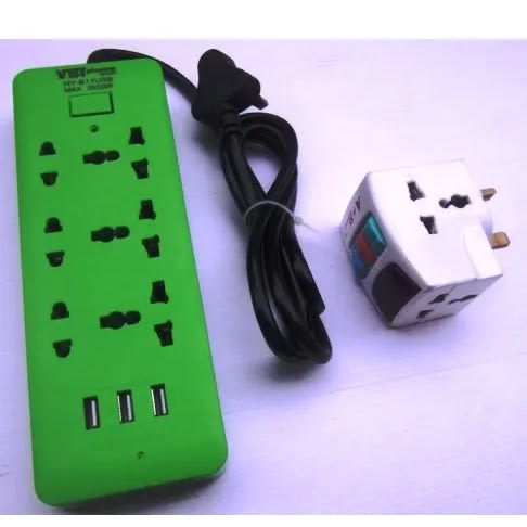 Vbt 3 Way Surge Protector Extension Box With USB Ports + 13 Amp Multi Switch Socket