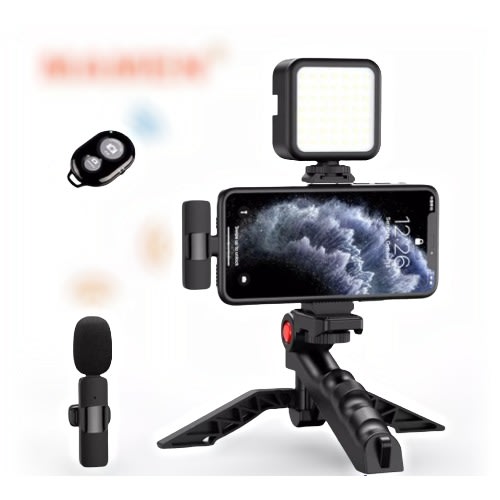 Vlogging Kit Equipment - Tripod With 2.4g Wireless Lavalier Microphone For Phones