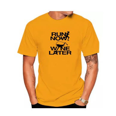 Wine Later Cotton T-shirt - Yellow