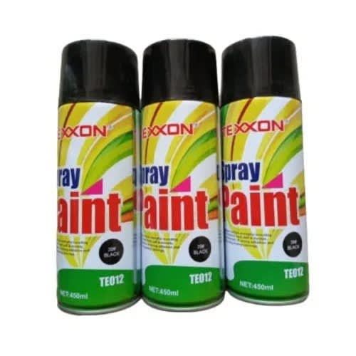 Texxon Spray Paint Gloss - Black -450ml X 3pcs
