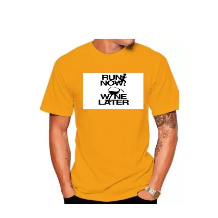 Run Now Wine Later  Cotton T-shirt - Yellow
