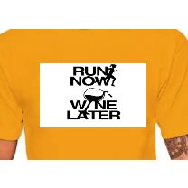 Run Now Wine Later  Cotton T-shirt - Yellow