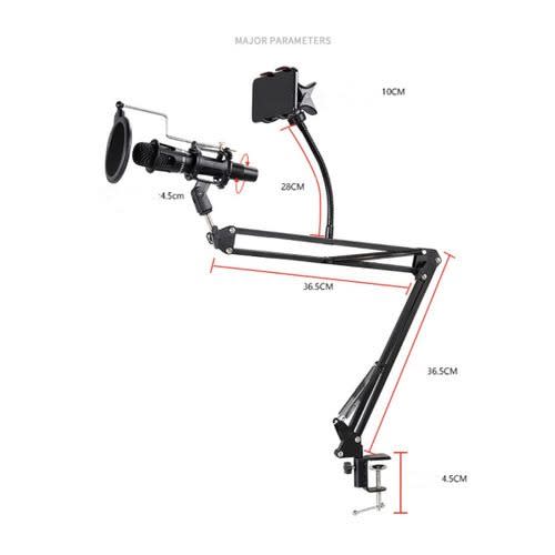 Mobile Recording Studio Microphone Stand And Phone Holder