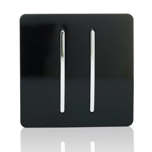 Uk 2 Gang Black Switch