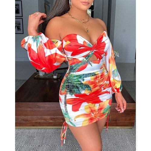 Multi Color Off Shoulder Dress
