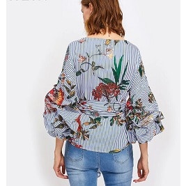 Gathered Full Puff Sleeve Wrap Top