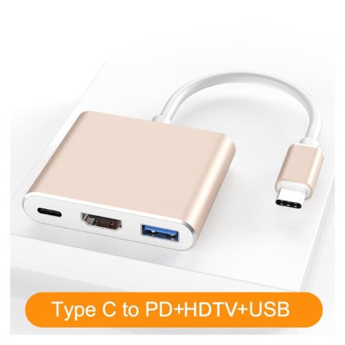3 In 1 Usb Type C To Hdmi-compatible Converter Adapter For C