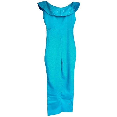 Cape Jumpsuit Embellished with Stones - Teal