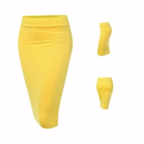 Fashion Cooperate Midi Bodycon Pencil Skirt - Yellow