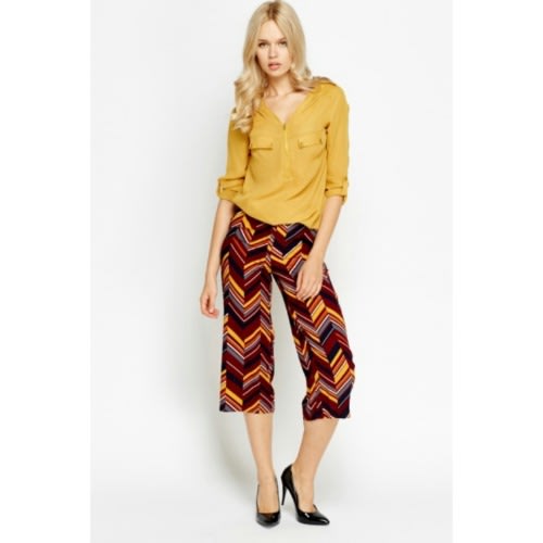 Wide Leg Zigzag Trousers