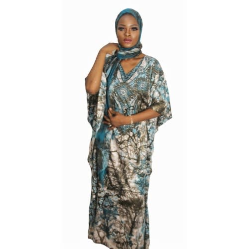 Boubou V-Neck & Waist Drawstring Dress For Women