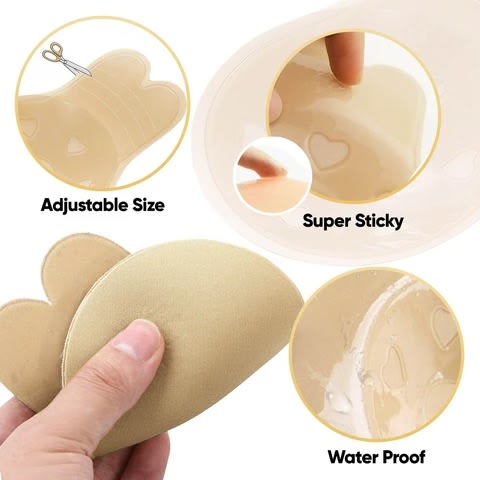 Rabbit Ear Adhesive Invisible Breast Lift Nipple Cover - Beige