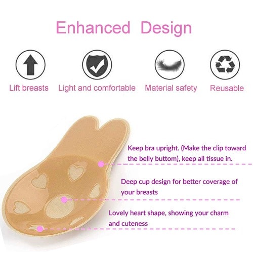 Rabbit Ear Adhesive Invisible Breast Lift Nipple Cover - Beige