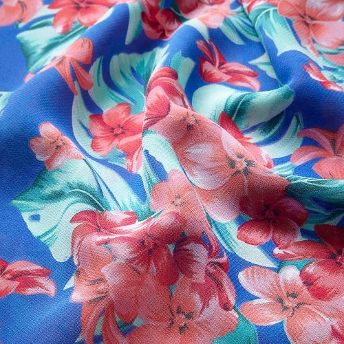 BLUE Tropical Floral Print Tie Sarong
