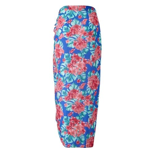BLUE Tropical Floral Print Tie Sarong