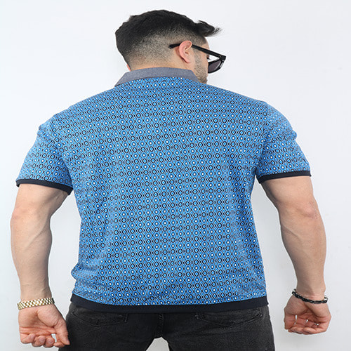 Masinar Polka Short Sleeve Men Slim Fitted Polo - Blue