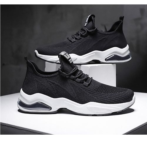 Unisex Leisure Sport Lace Up Sneaker - White And Black