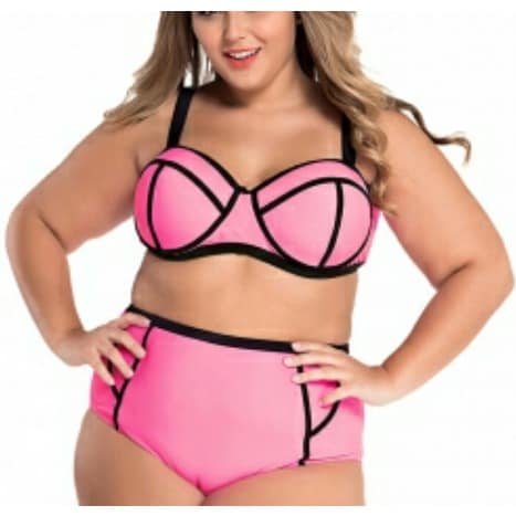 Plus Size Underwire Top Bikini - Pink