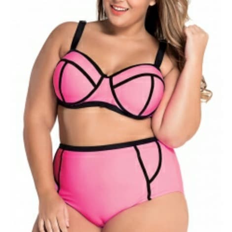 Plus Size Underwire Top Bikini - Pink