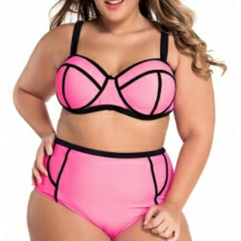 Plus Size Underwire Top Bikini - Pink