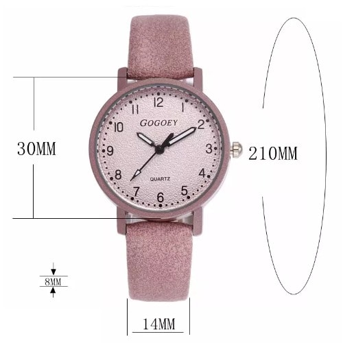 Women's Round Quartz Leather Watch - Pink