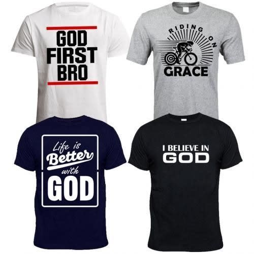 8-in-1 God's Own Print Cotton Tshirt Bundle (2 Each) -white, Navyblue, Grey, Black