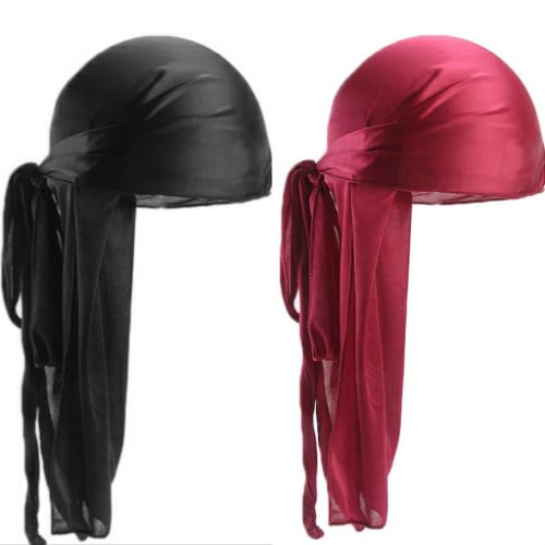 2 In 1 Silky Durags(black & Wine)