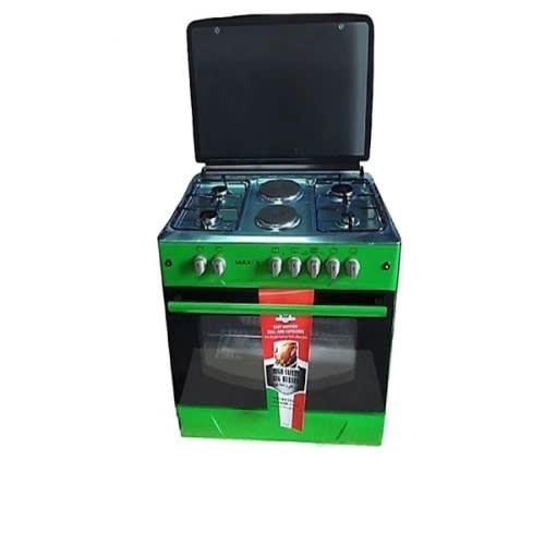 Cooker With 4 Gas Burners & 2 Hot Plates - Green - 60cm X 90cm