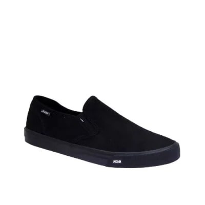 Low Top Suede Slip On Sneakers - Black