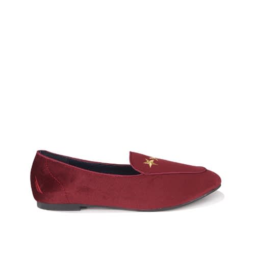 Women's Velvet Loafers With Star Embroidery