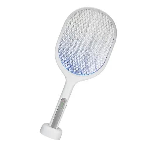 Rechargeable Led Light Dual Use Mosquito Bat Swatter With Base - 1200mAh
