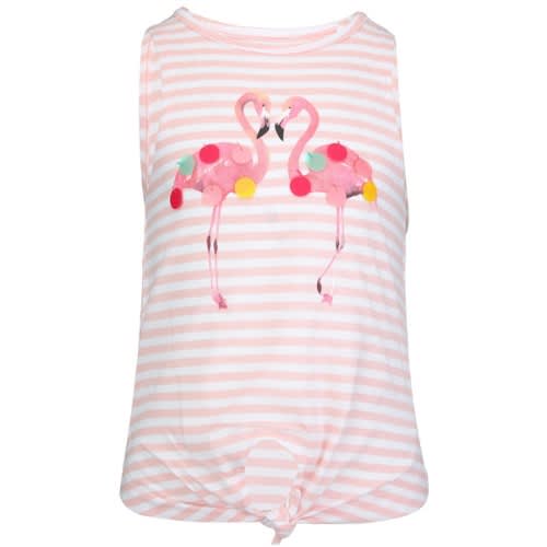 Girls Stripped Flamingo T-shirt - Pink