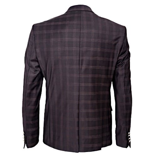 Checkered Stripped Double Breasted Wool Blazers-Brown - MBZ-2601
