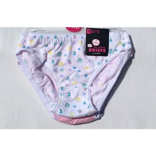 Girl's Flowery Briefs - 3 Pack  -  Pink