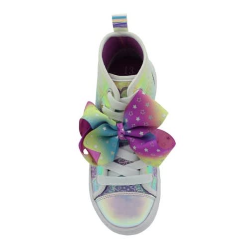 Jojo Siwa Purple Iridescent High-top Sneakers With Oversized Bow