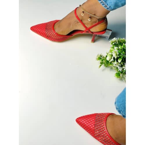 Stiletto Heel Sandals - Red