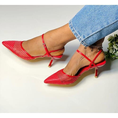 Stiletto Heel Sandals - Red