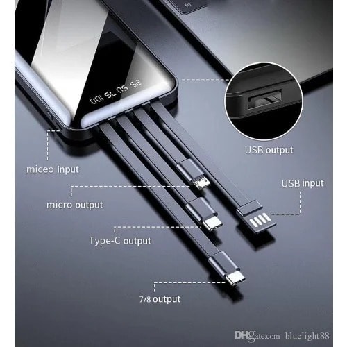 Power Bank - 20000mAh - 4 In 1 Cable Output