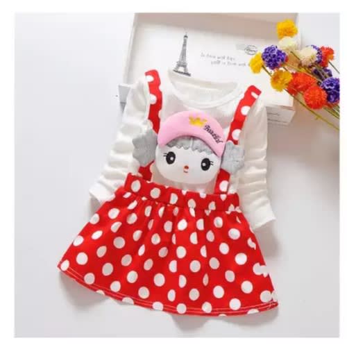 Beautiful Long Sleeve Polka Dots Children Dress