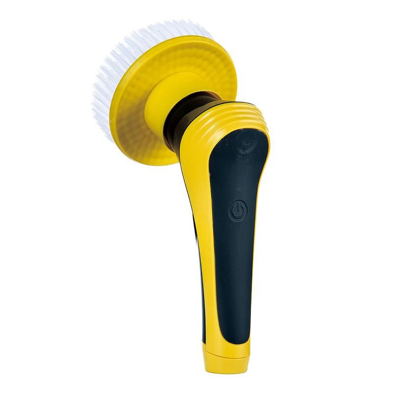 Electric cleaning brush multi-purpose wireless cleaning brush home bathroom swimming pool cleaning brush rotating floor glass wipe yellow telescopic rod