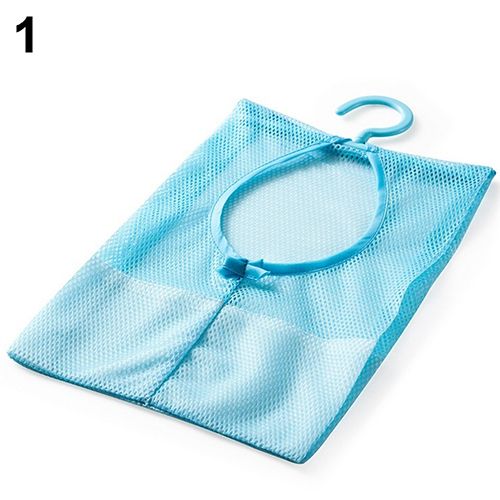 Kitchen Bathroom Underwear Socks Sundries Storage Hanging Multipurpose Mesh Bag-Blue