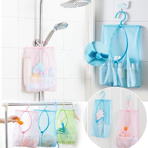 Kitchen Bathroom Underwear Socks Sundries Storage Hanging Multipurpose Mesh Bag-Blue