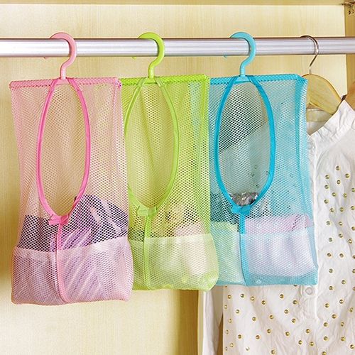 Kitchen Bathroom Underwear Socks Sundries Storage Hanging Multipurpose Mesh Bag-Blue