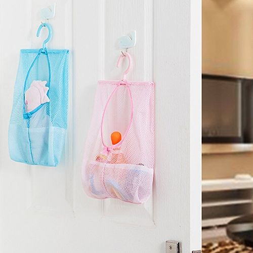 Kitchen Bathroom Underwear Socks Sundries Storage Hanging Multipurpose Mesh Bag-Blue